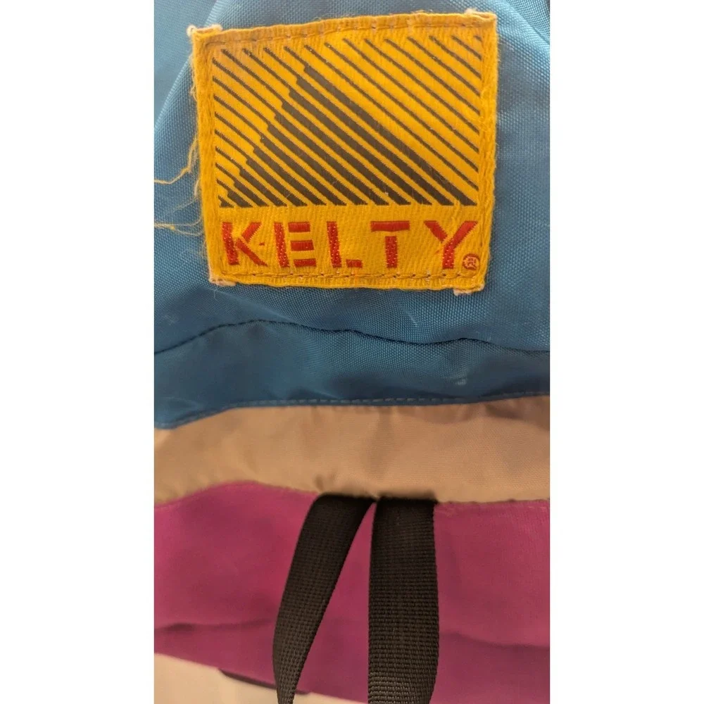 Vintage Kelty  Snipe Backpack Blue Pink Hiking Daypack 90s Korea